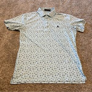 G/Fore poppy print polo shirt blue small performance travel classic casual